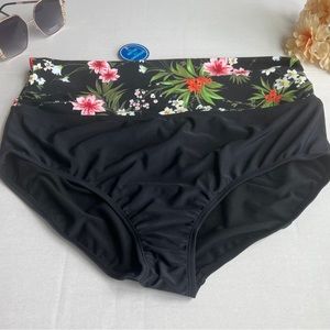 Black with floral print bikini bottoms